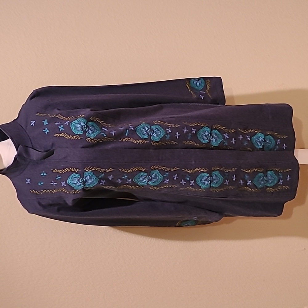 Sundance Navy Blue Embroidered Coat